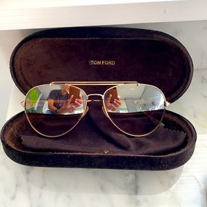 Tom Ford Pilot Sunglasses Gold/Rose Brown Lenses